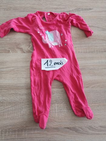 Pyjama léger 12 mois rose elephant