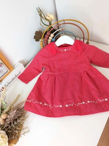 Robe  sergent  major  rayée  brodée 6mois