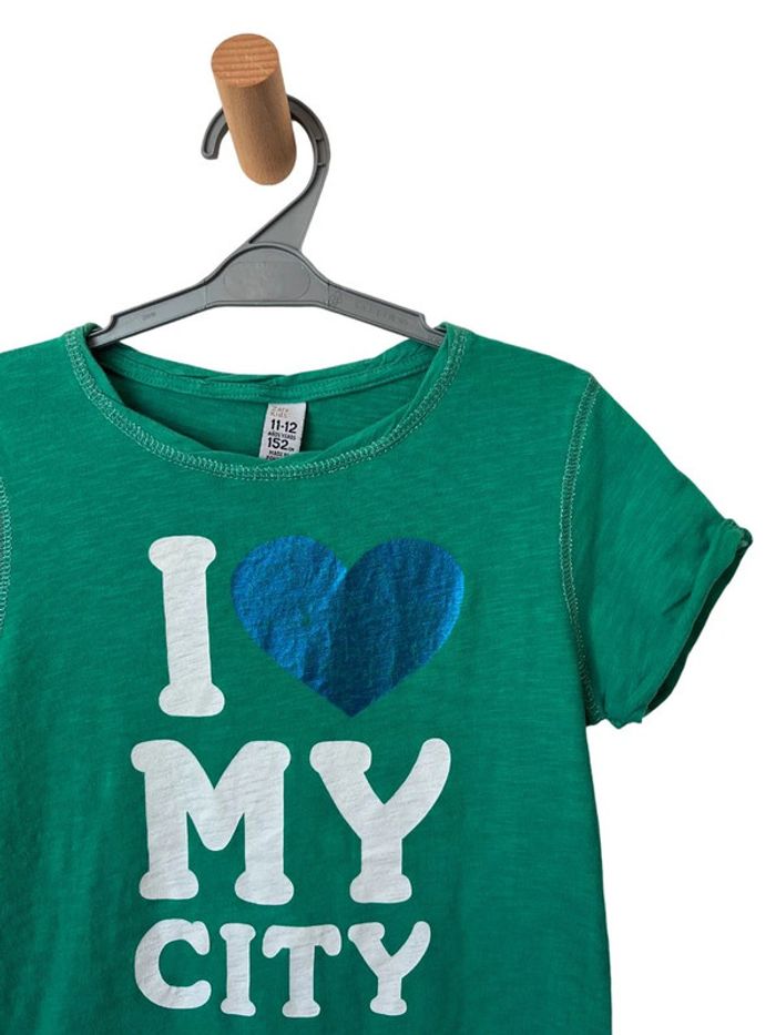 T-shirt vert “I love my city” - Zara Kids 11-12 ans (152cm) - photo numéro 3
