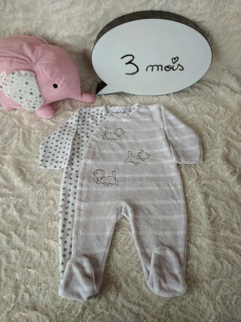 Pyjama grenouillère velours Fille 3 mois Marie Aristochats Disney Baby