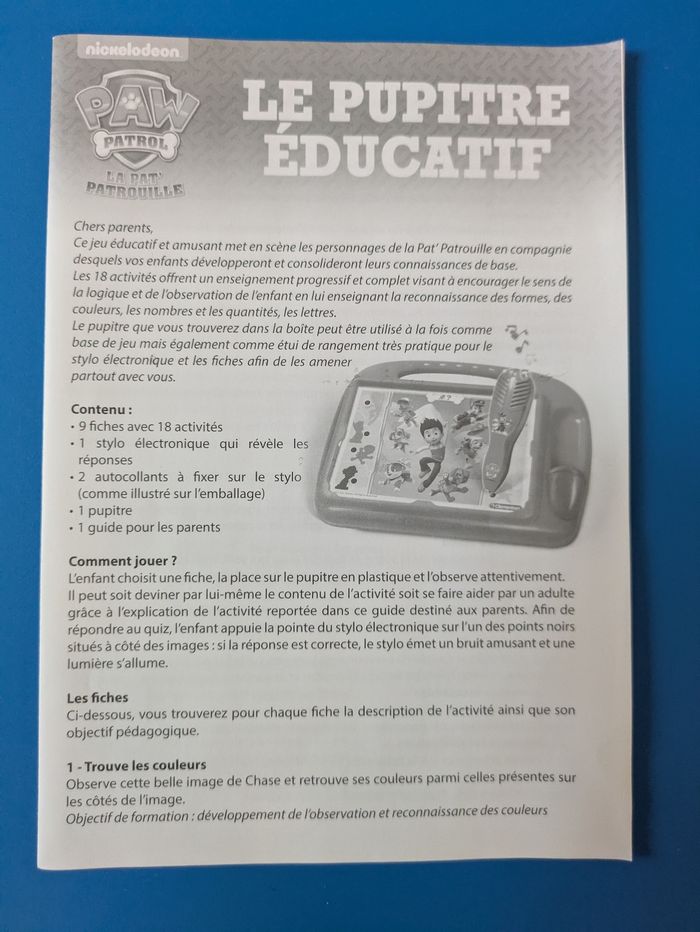 Pupitre éducatif Pat patrouille - photo numéro 8
