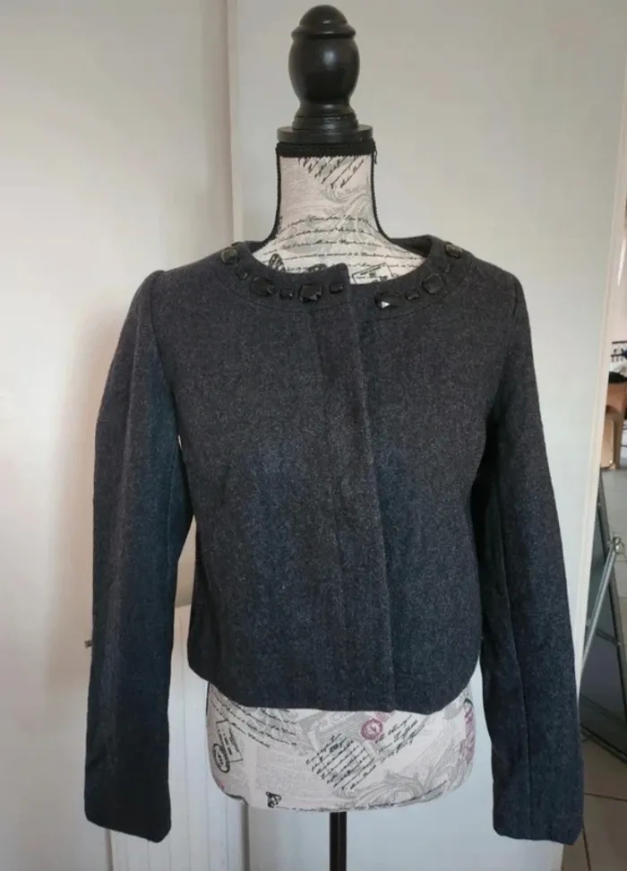 Manteau en laine gris Camaïeu T.40 – Chic et chaud - photo numéro 4