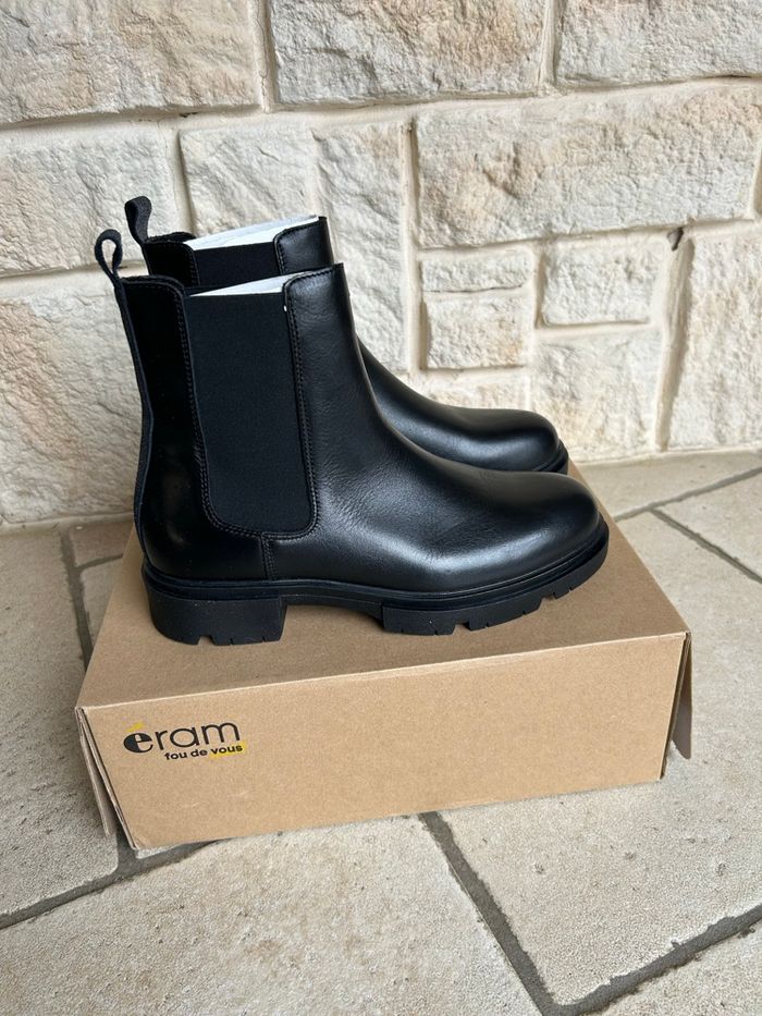 Bottines noires en cuir ERAM - photo numéro 3