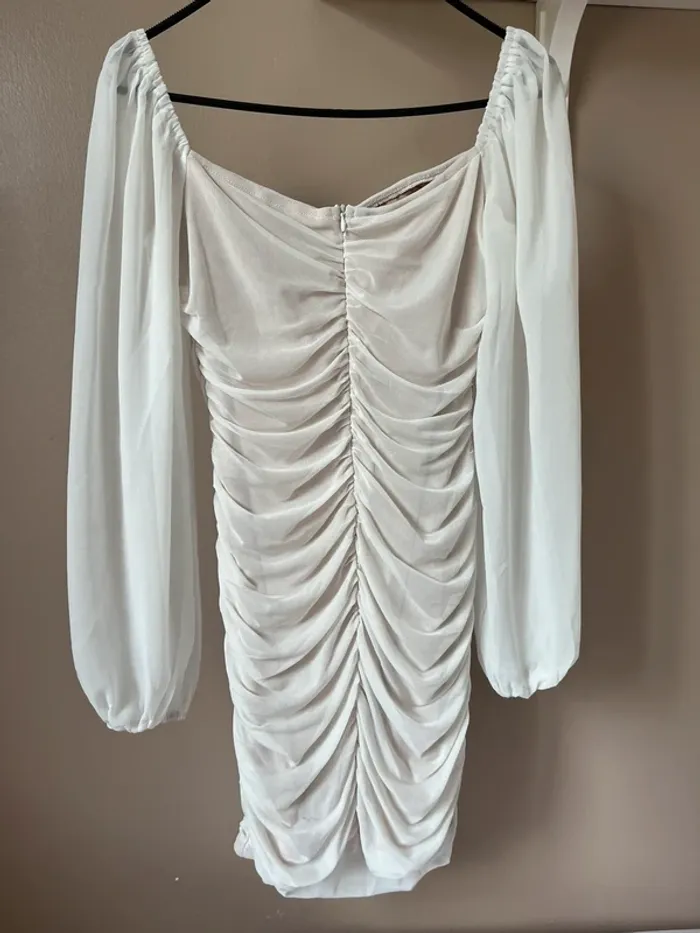 robe Blanche soirée voile blanc été - photo numéro 5