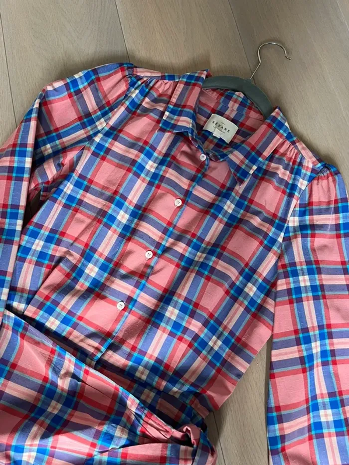 Robe portefeuille fermé à carreaux t.36 - photo numéro 4