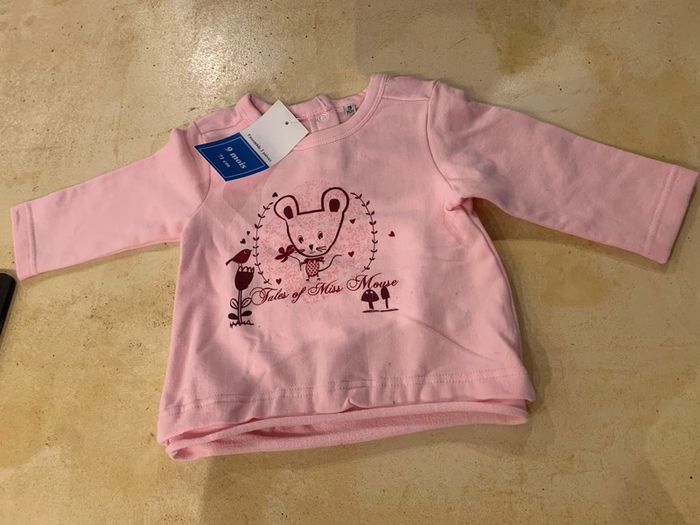 Pull neuf bébé fille 9 mois souris