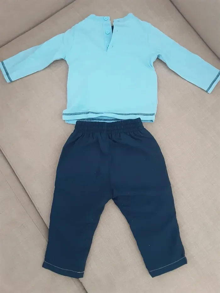 Ensemble 2 pièces couleur bleu - Taille 12 mois - photo numéro 2