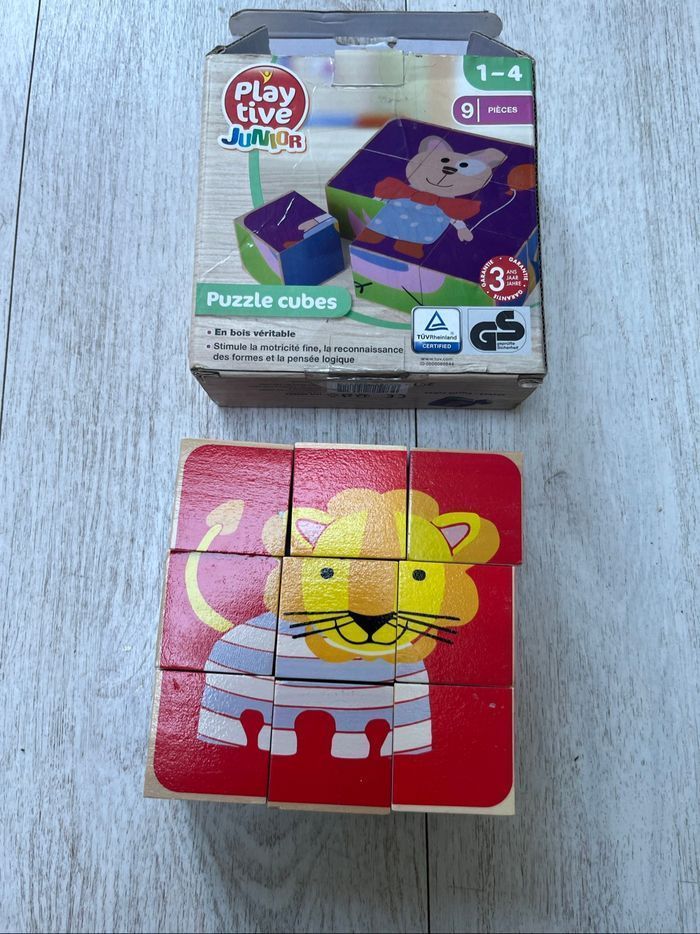 Puzzle cube bois 4 en 1  4 modèles  Playtive Junior  1-4 ans 9 pièces - photo numéro 5