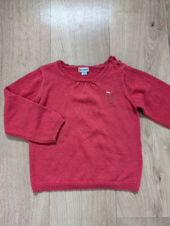 Petit pull rouge framboise 2 ans +