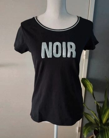 Maillot noir avec inscription en sequin argenté taille S