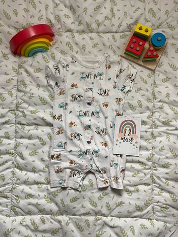 combishort en coton ouverture devant  motifs éléphants 12 mos kiabi