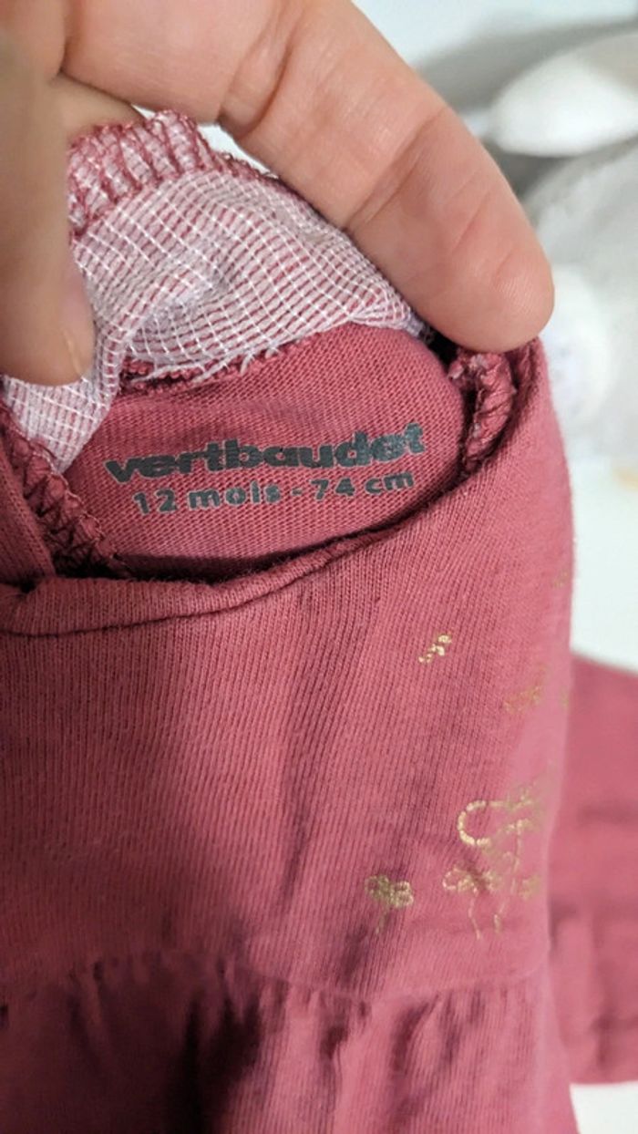 Pyjama/Grenouillère bordeaux Vertbaudet 12 Mois - photo numéro 4