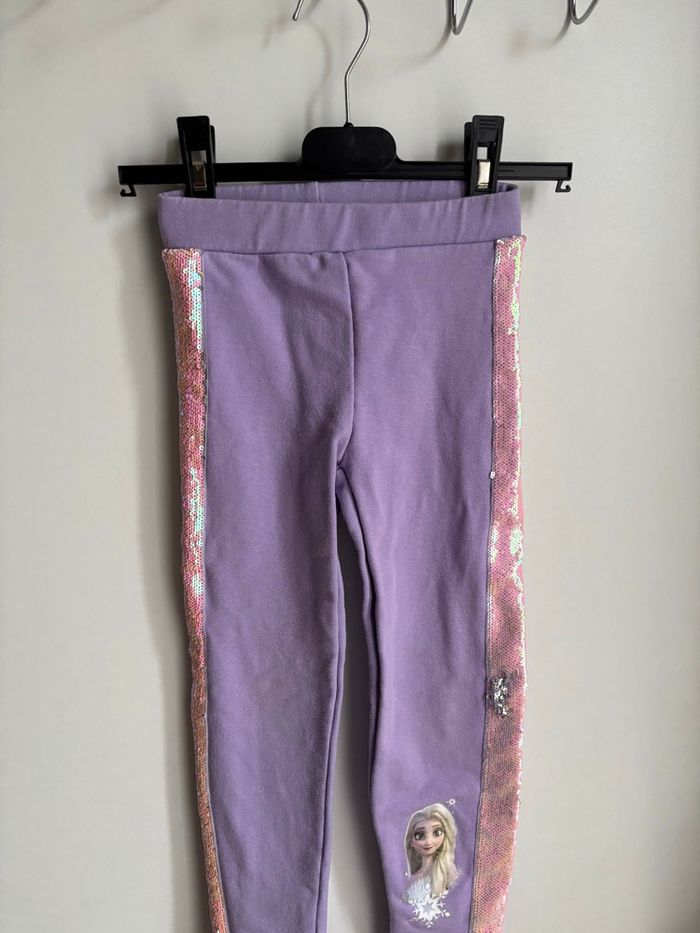 Pantalon legging chaud Elsa la reine des neiges violet à sequin brillant taille 4 ans - photo numéro 2