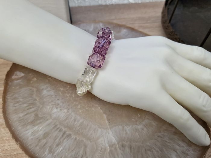 Bracelet Perles Blanches Nacrées Violet Transparent - photo numéro 13