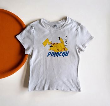 T-shirt pikachu taille S blanc – pokémon officiel motif kawaii