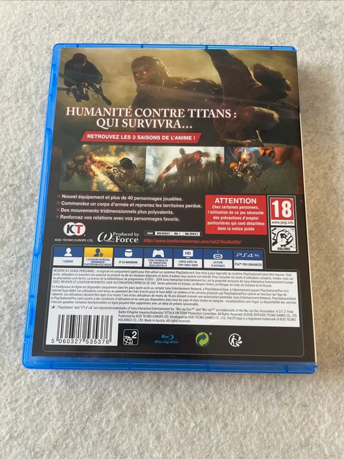 A.O.T. 2 Final Battle Jeu PS4 Complet FR - photo numéro 3