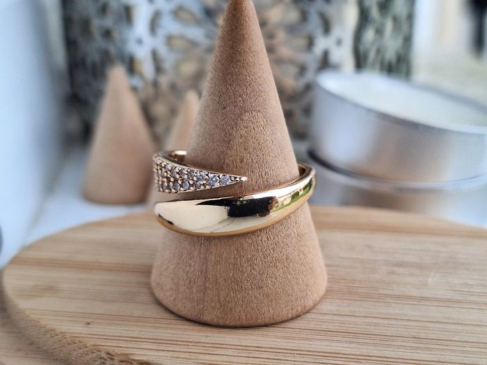 Bague ouverte avec strass design Griffe en Acier Inoxydable Bague de fiançailles pour femmes, Cadeau - photo numéro 4