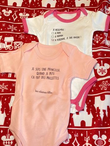 Lot de 2 body bébé fille MC 3-6 mois