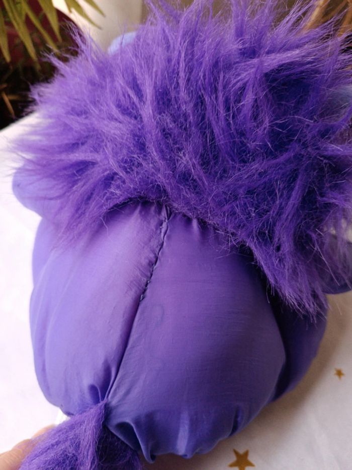 Peluche plush lion teddy parachute puffalump mytoy toy sylvertoys violet mauve purple vintage - photo numéro 13