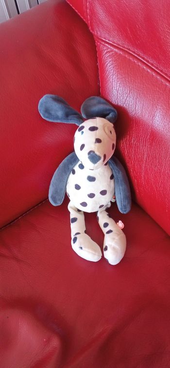 Doudou chien Noukie's très bon état marine et blanc