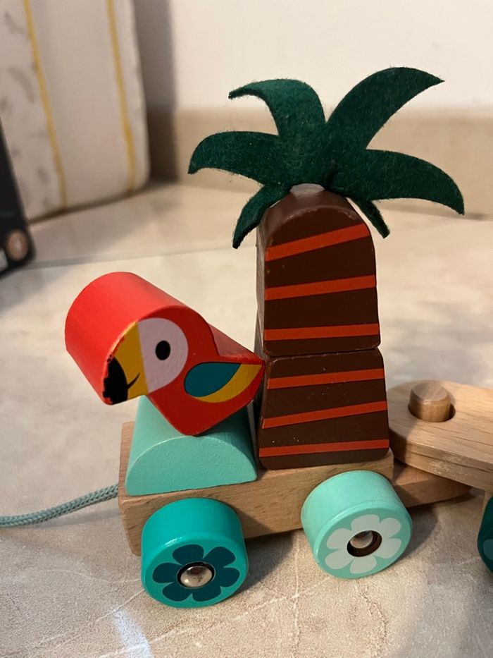 Train jungle Janod en bois – Jouet à tirer +12 mois - photo numéro 3