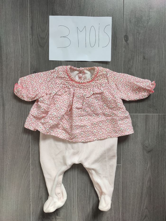 Pyjama rose fleurie Petit bateau fille 3 mois