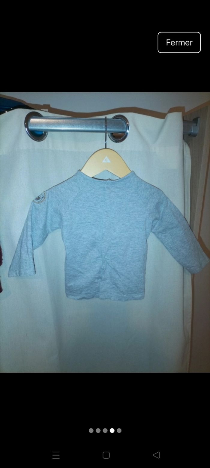 Sous pull gris 12 mois Vertbaudet - photo numéro 2