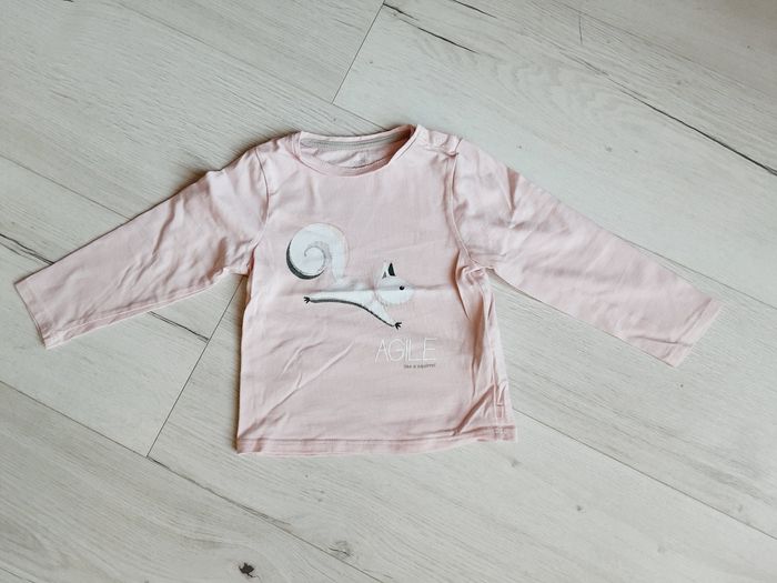 Vêtement bébé fille tee-shirt manches longues rose Obaïbi écureuil 18 mois