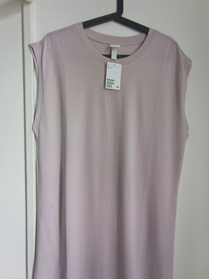 Robe t-shirt sans manches lilas clair 100% coton Taille S H&M Neuf avec étiquette - photo numéro 2
