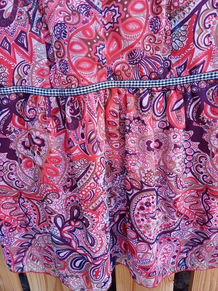 Jolie tunique à manches courtes rouge imprimée Bleu Bonheur taille 42 - photo numéro 7