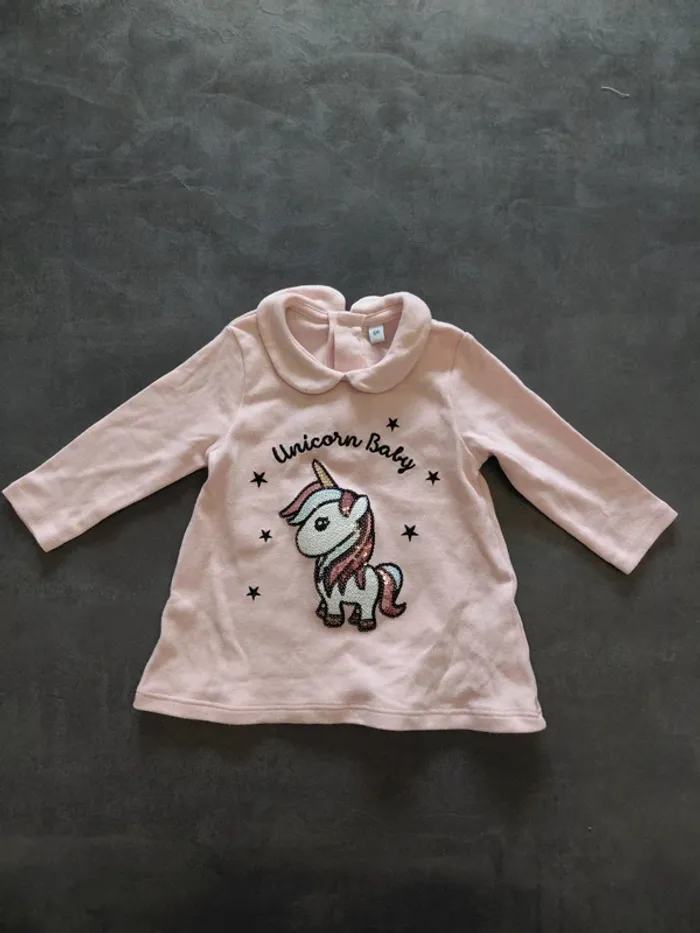 Gilet rose licorne 6 mois Bois de rose