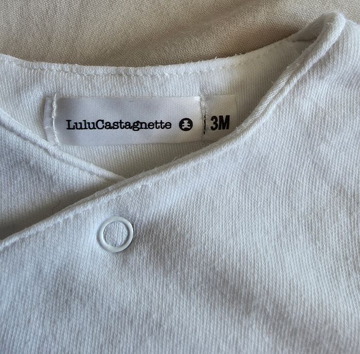 LuluCastagnette Lot Pyjama Bonnet Body Coton Blanc Violet Très bon état 3 mois - photo numéro 8