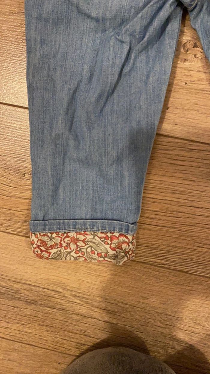 Pantalon 18mois sergent major jeans fleuri - photo numéro 5