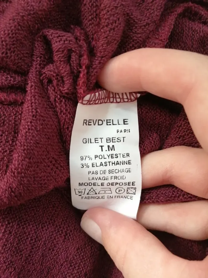 Gilet mi long bordeaux effet plissé / revd'elle / (M) - photo numéro 7