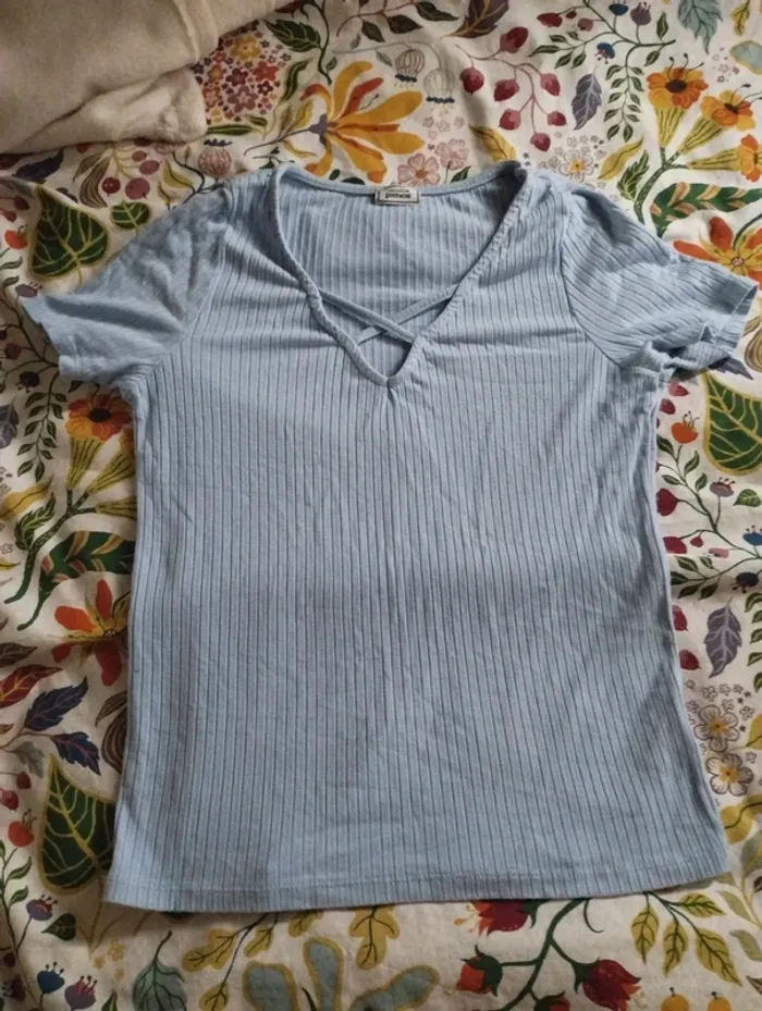 Tee shirt femme bleu ciel Pimkie taille s