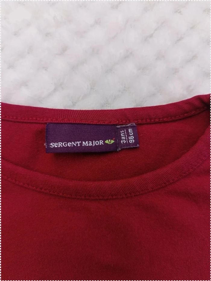 🔸T-shirt Manches Longues Rouge Bordeaux - Sergent Major 3 ans🔸 - photo numéro 3