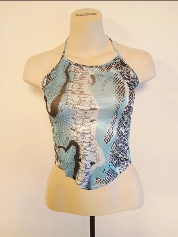 Débardeur turquoise imprimé python 