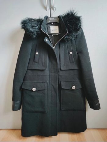 Manteau long Pimkie en laine & en Taille 36, avec capuche en fausse fourrure