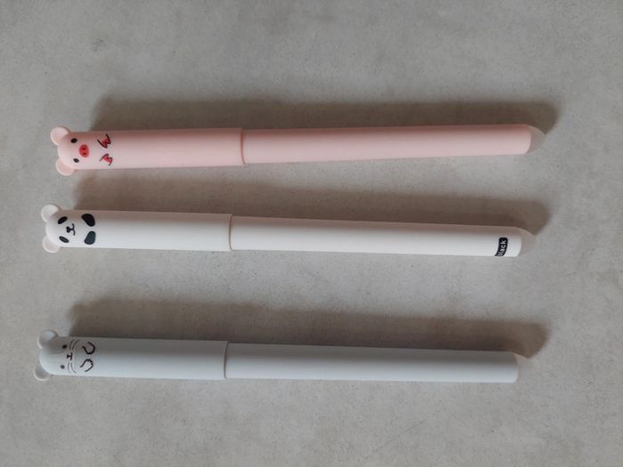 Lot de 3 stylos effaçables animal