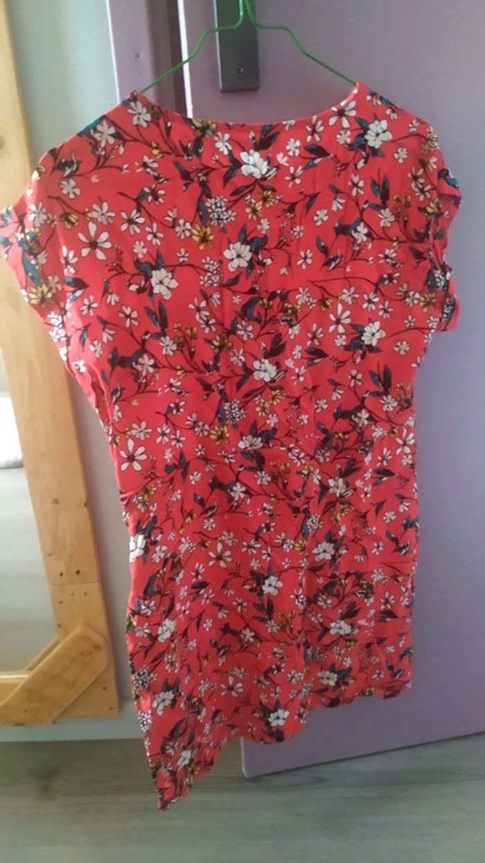 Robe rouge fleurie Vero moda - photo numéro 2