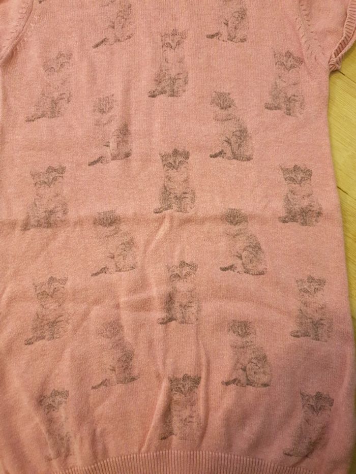 Robe pull 5 ans rose avec chat - photo numéro 2