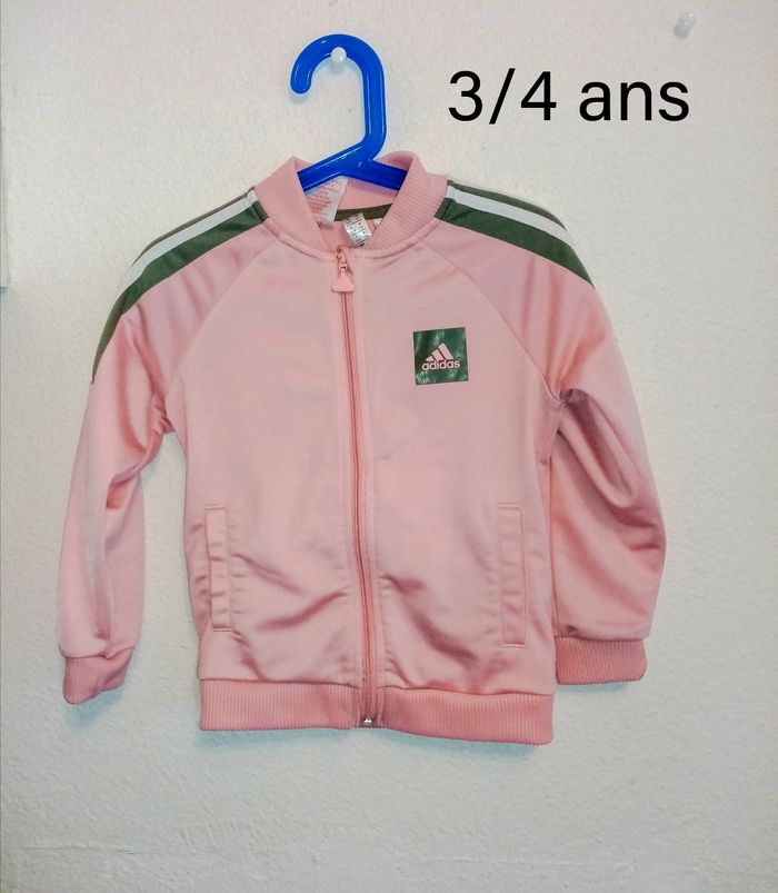 3/4 ans Adidas veste zippé rose et gris toutes saisons /Excellent état - photo numéro 8