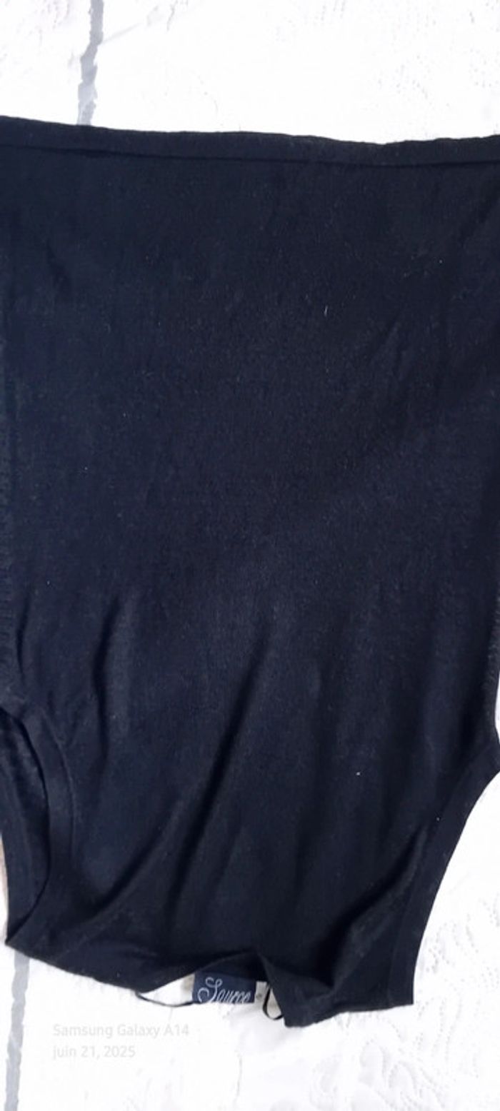 Débardeur long aspect laine avec rayures col rond noir femme M source - photo numéro 17