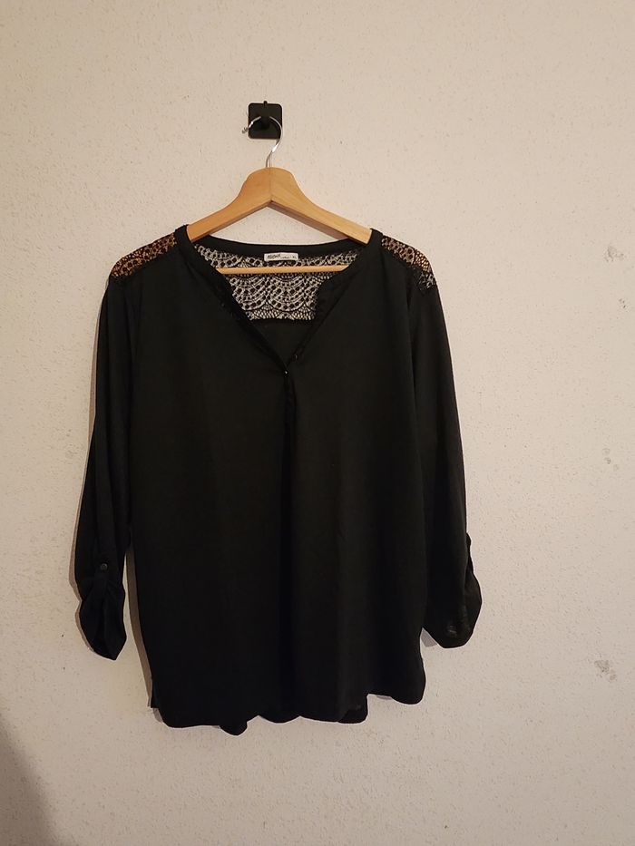 Blouse noire dentelle épaules Gémo – femme T.XL