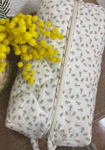 Trousse de toilette matelassée en gaze de coton crème esprit Liberty 