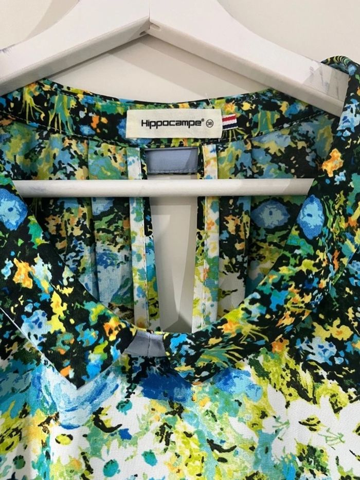 Blouse Edith Fleurie Hippocampe Taille M / 38 Made in France - photo numéro 4