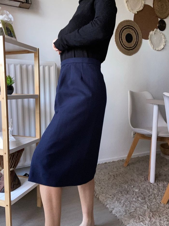 Jupe bleu marine vintage taille 36/38 - photo numéro 3