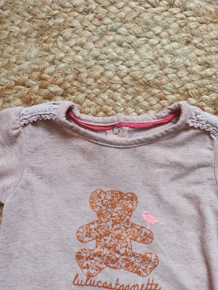 T-shirt manche courte rose Lulu castagnette 6mois - photo numéro 3