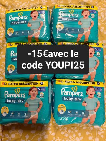 Six pack de couches Pampers taille 5 plus