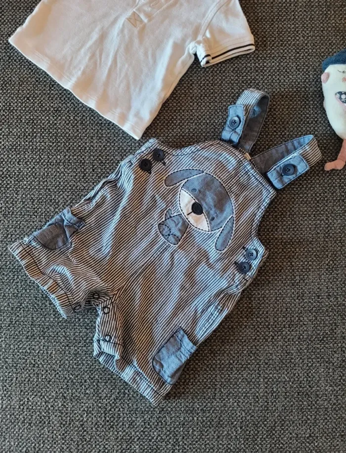 Ensemble salopette short + polo garçon 3 mois - photo numéro 4